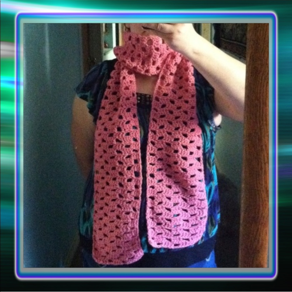 Pink Crocheted Scarf - Picture 1 of 5